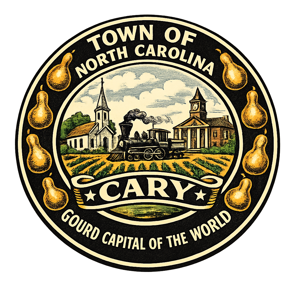 Historic Cary seal reading Gourd Capital of the World