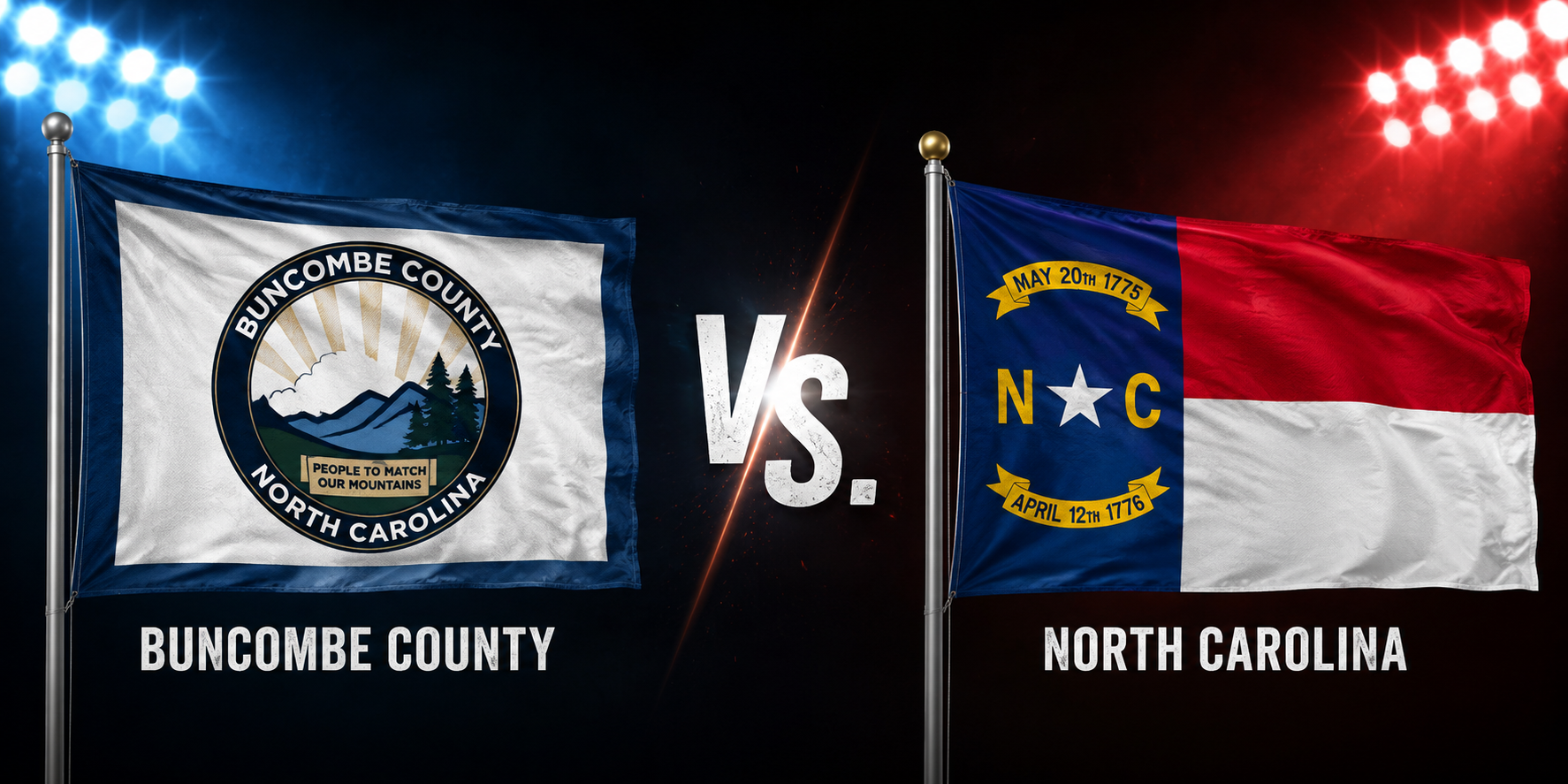 flags of buncombe county and the state of North Carolina